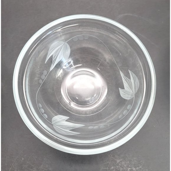 Vintage Morning Glory Glass Leaf Bowls Etched Frosted Raised Rim Set of 5 Pd80 - Picture 1 of 9